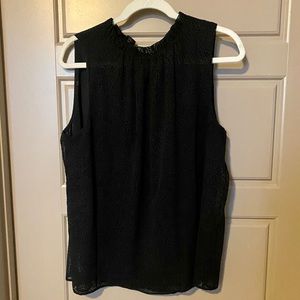 Loft Black Sleeveless Blouse with Dot Pattern